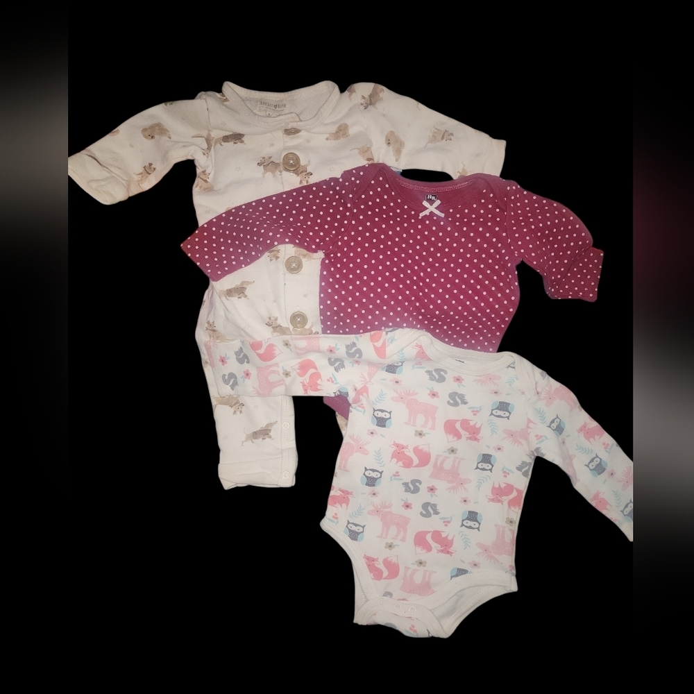 6-9 Month Baby Girl 3 Pc Bundle. 2 Gerber And 1 Rabbit And Bear